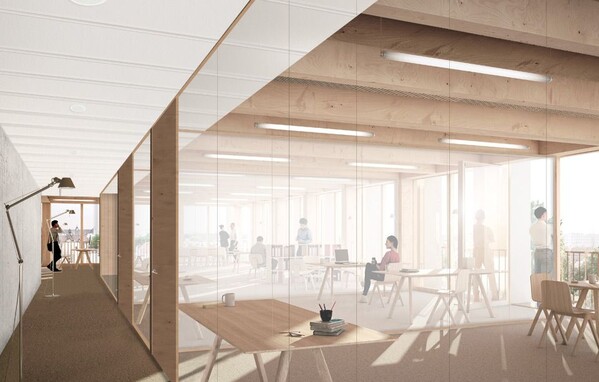 Bureaux en osssature bois à Strasbourg - performance environnementale et labellisation BREEAM VERY GOOD