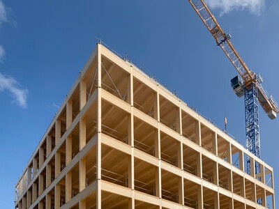 chantier CUBE Strasbourg, immobilier tertiaire durable, construction bois, Lazard Real Estate, projet Strasbourg, urbanisme durable