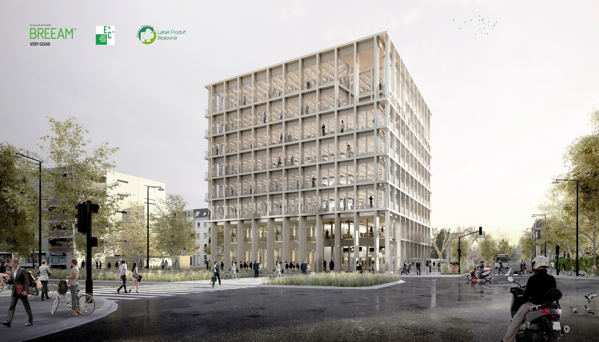 immeuble bioclimatique à Strasbourg. Immeuble de bureaux Lazard Group en structure bois