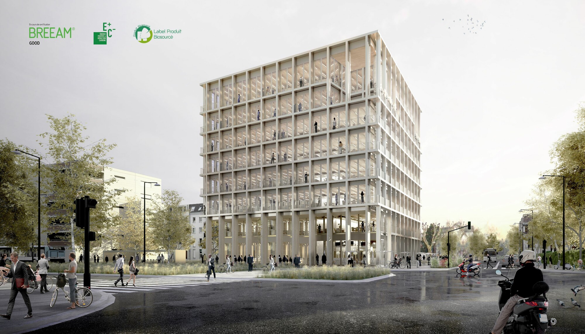immeuble bioclimatique à Strasbourg. Immeuble de bureaux Lazard Group en structure bois