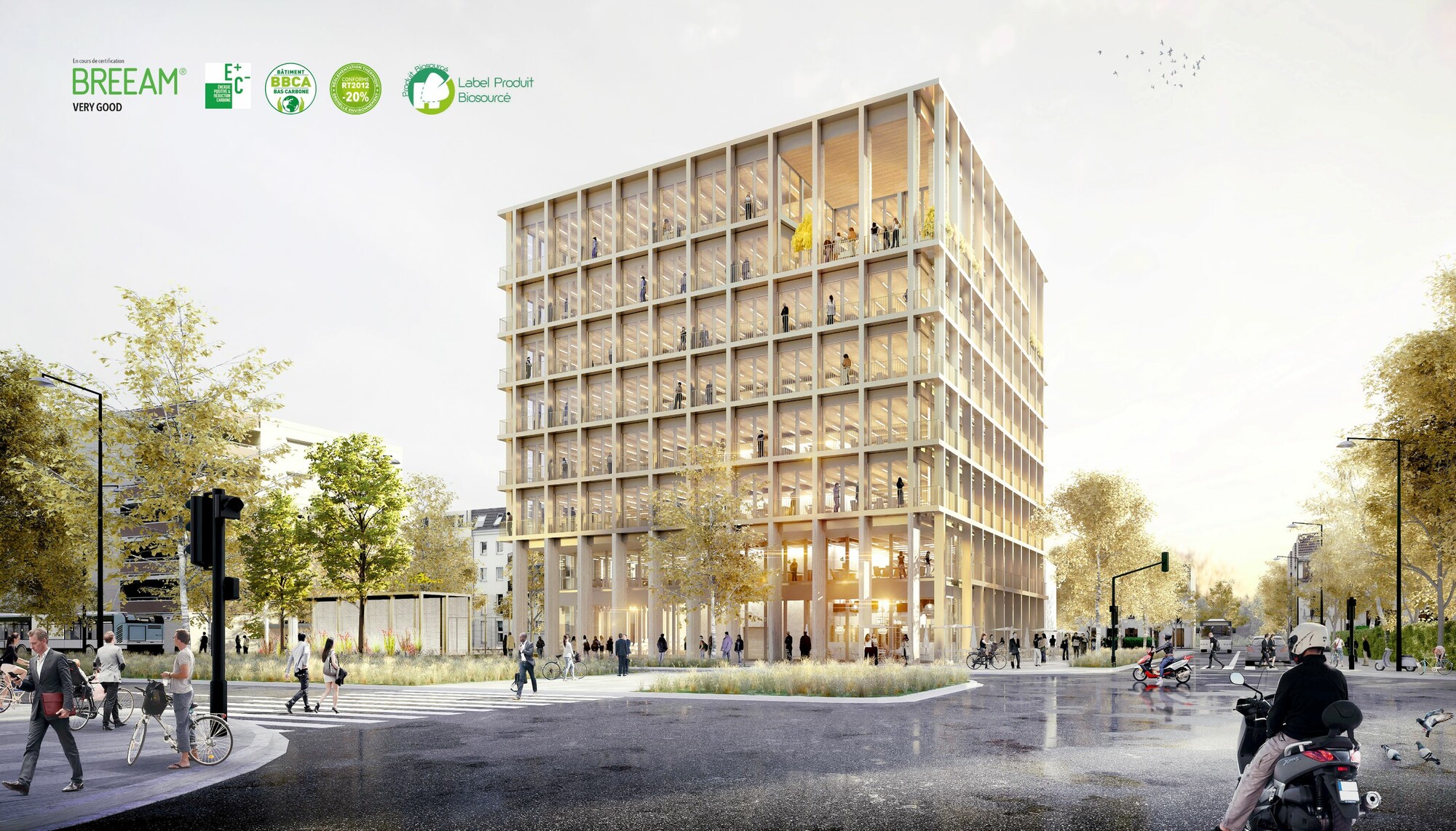immeuble bioclimatique à Strasbourg. Immeuble de bureaux Lazard Group en structure bois